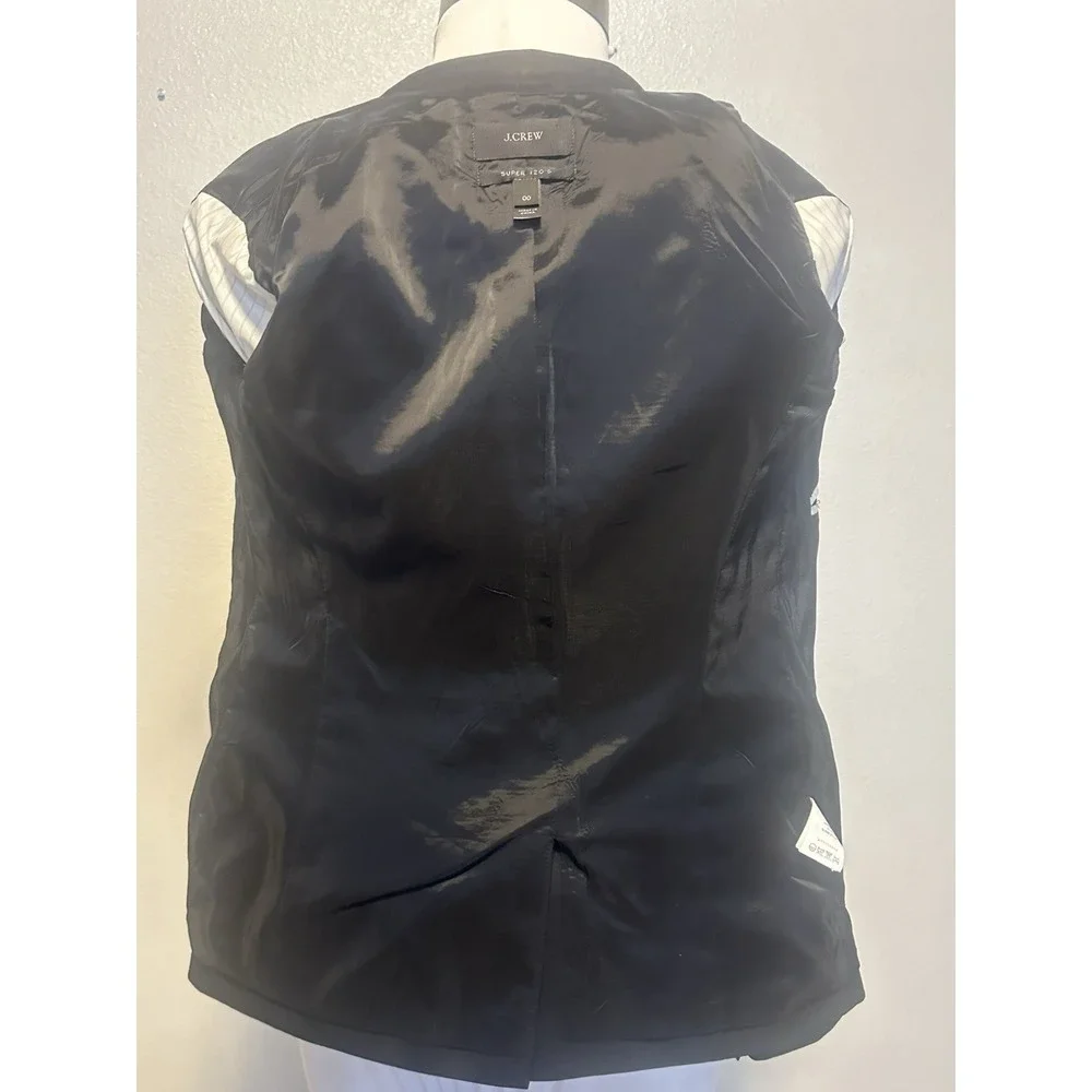 J. CREW Blazer Jacket Super 120's Wool Womens sz.00 XS Career Black B9675